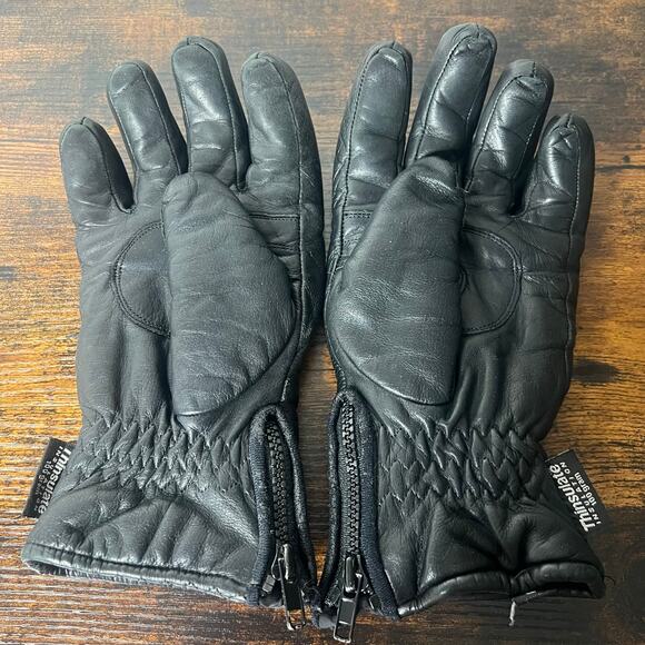 Thinsulate Insulation Black Leather Ski Snowmobile Gloves Sz Small 100 gram - Picture 4 of 8